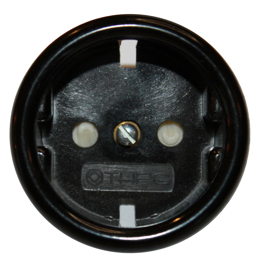 Vägginsats för eluttag svart porslin (bild för) Vägginsats för eluttag svart porslin